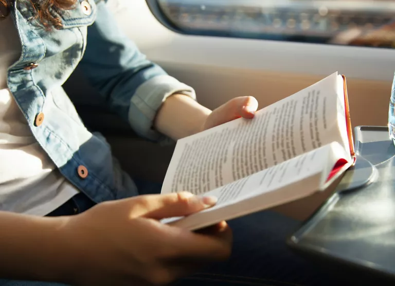 Neiu rongis raamatut lugemas