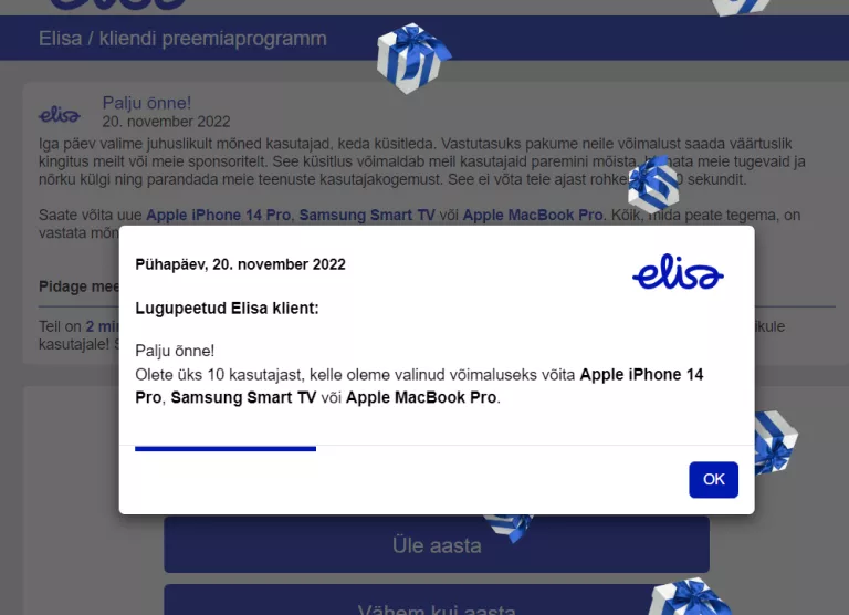 TÄHELEPANU: ettevõtteid jäljendavad petturid on pühade tulekul taas liikvele läinud