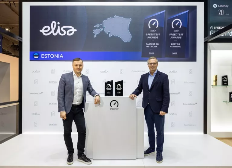 Elisa võttis vastu MWC-l Ookla Speedtest auhinnad Eesti kiireima ja parima 5G võrgu eest